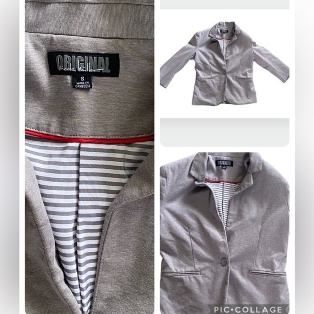 NICOLE MILLER Original Gray Blazer Jacket Small